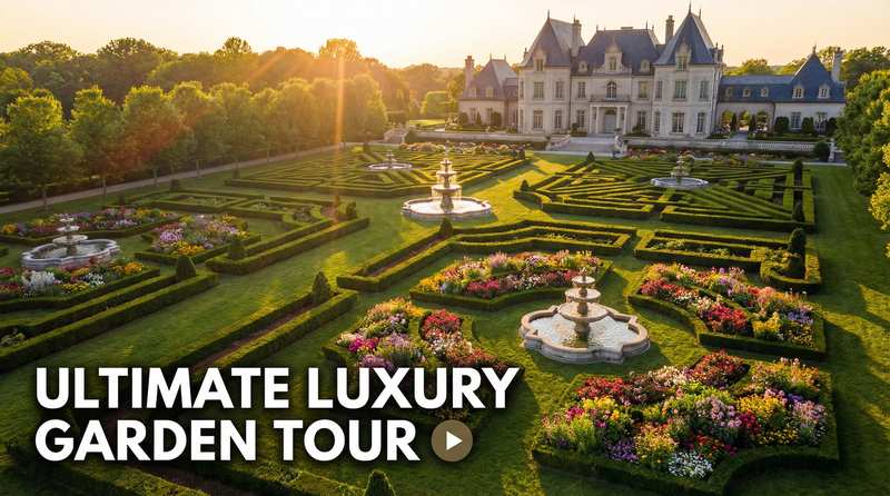 黄色仓库植物视频-豪华庄园植物园航拍视频